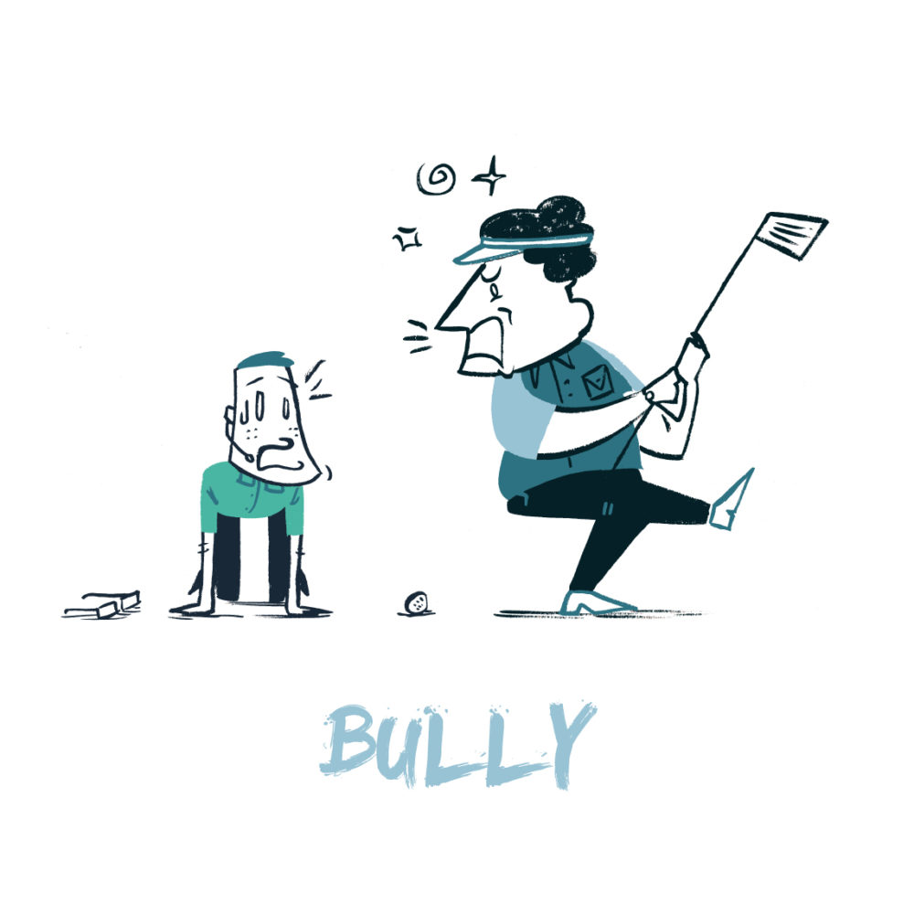 Image depicts a bully boss in a fit of rage, showing what it is like working for a bully boss