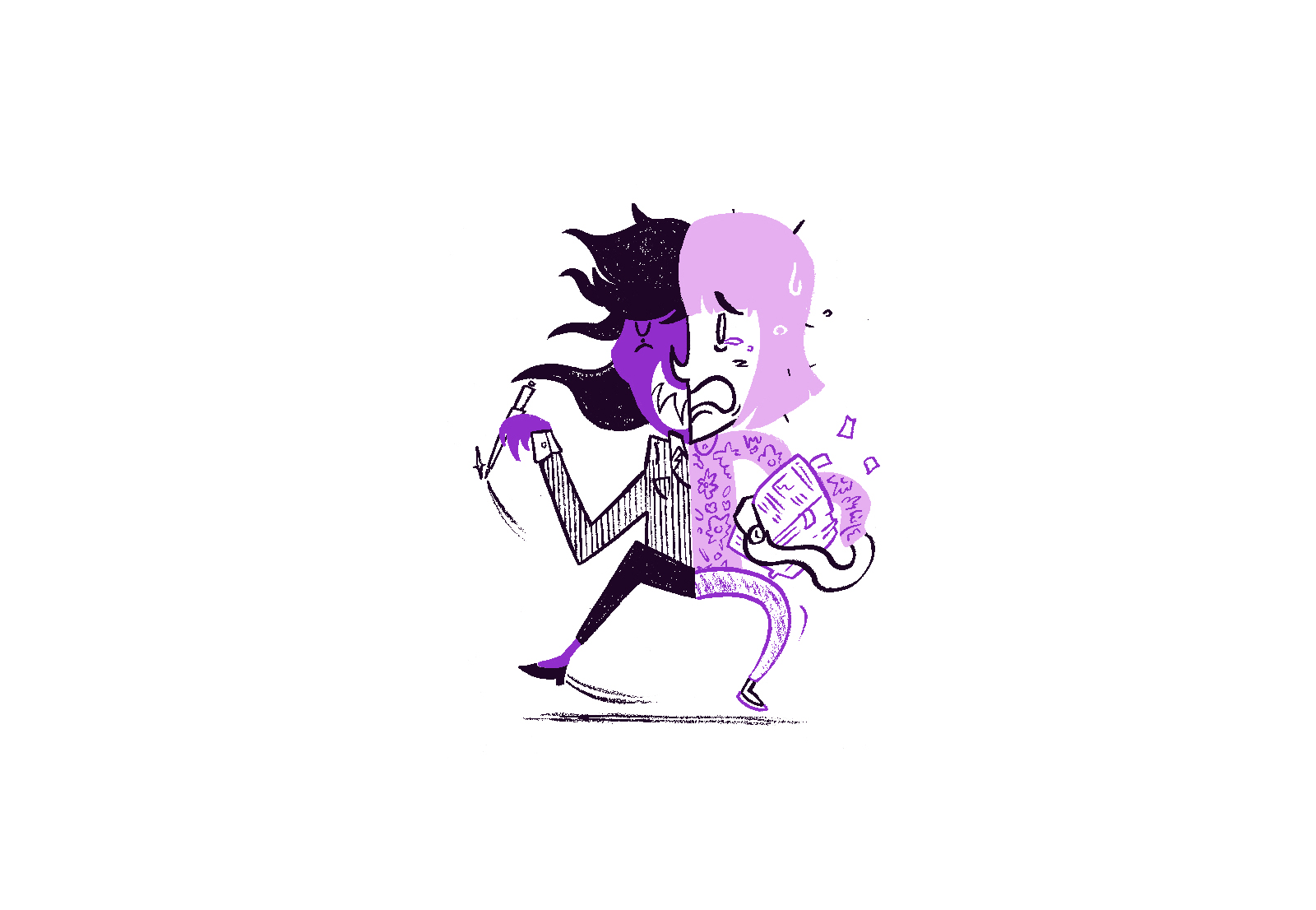 Illustration showing the manic nature of working with an emotional boss