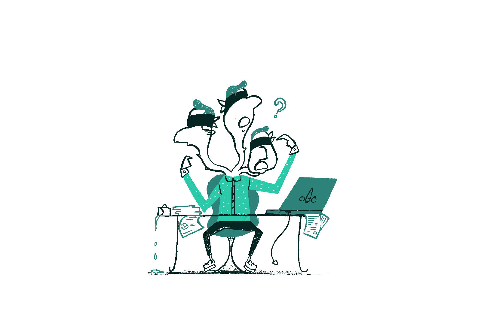 Illustration showing an inconsistent boss struggling to make any decision